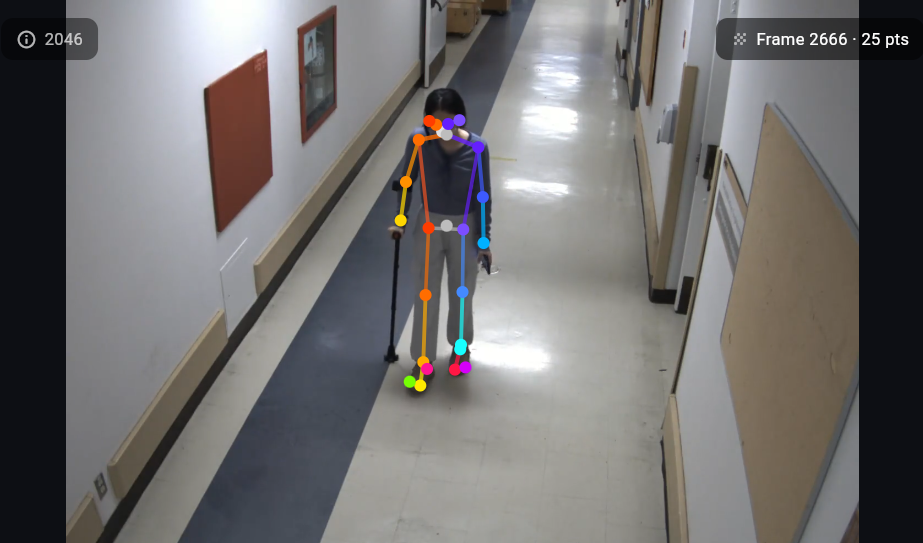 person with keypoints through the hallway capture area